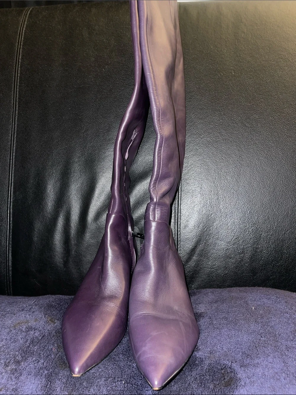 Franco Sarto Gwyn Knee High Boot Eggplant Purple Leather Sz 9 NWOB HTF Color